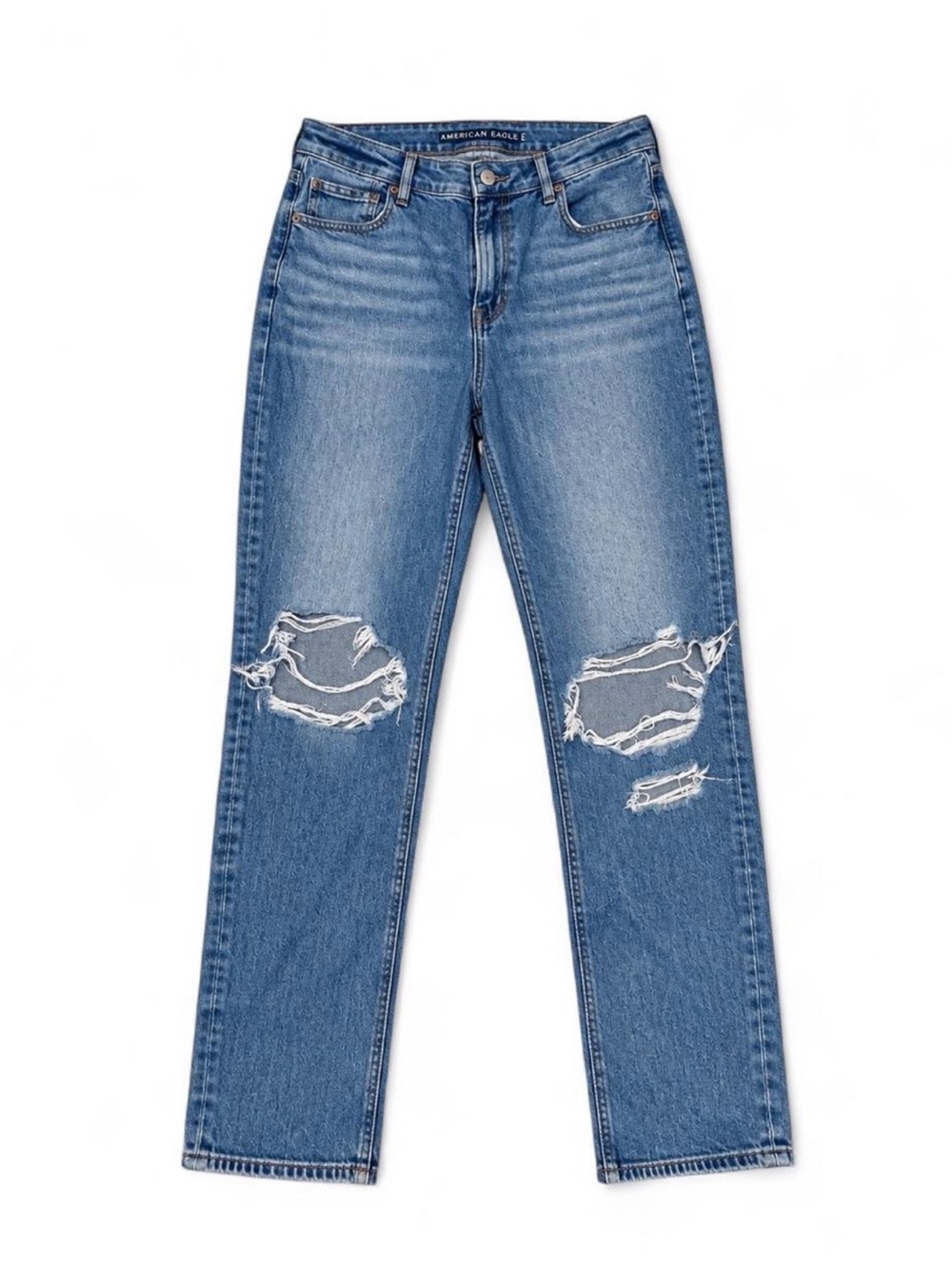 American Eagle Strigid Mom Jeans Women’s 14 Long High Rise Distressed Ripped